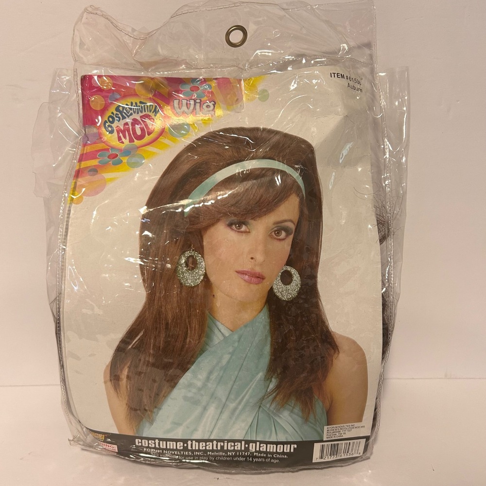 Forum Novelties 60s Revolution Mod Wig Women OS Auburn NEW Bouffant Pink 61536